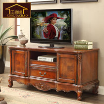 American Countryside Solid Wood TV Cabinet Living Room Ground Cabinet Imitation Ancient Carved Flower Lockers Bedroom TV Enclosure Spot