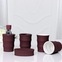 Stylish and beautiful ceramic bathroom five-piece set Creative bathroom bathroom supplies Dental mouthwash cup washing set