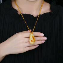 Zi Meite clearance 827 amber color beeswax wishful pendant Fu in front of everything like 38