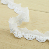 (Spring Flowers) Milky white pure cotton lace clothing Decorative Accessories Wheels Half Circle Flower Shape 2 5CM Width