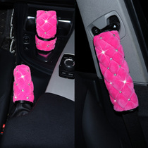 Winter car interior products plush rose red handbrake gear cover cute personality fashion womens safety shoulder jewelry
