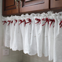 West Orange Han Style Fields Garden Art Pure Cotton Embroidery Cloth Art Half Curtain Short Curtain Finished Product Floating Curtain Coffee Curtain Door Curtain