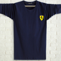 Autumn long sleeve T-shirt mens round neck sleeve middle-aged base Cedar fattening plus size mens T-shirt autumn clothes loose clothes