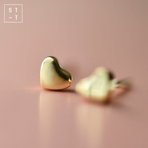 Mrs. t Shen S925 sterling silver gold-plated love small earrings Japanese and Korean elegant temperament versatile students earrings simple