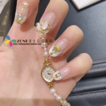 Japan direct mail aghete retro oval dial quartz movement waterproof gilded pearl genuine leather watches