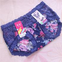 Color field underpants female ultra-thin breathable broken flower ice silk transparent lace low waist flat corner pants