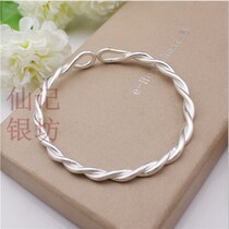 Fairy Silver Workshop Pure Handmade Love Interwoven Pure Silver s999 Silver Bracelet Woman Retro Twist Opening Silver Bracelet With Silver Bracelet