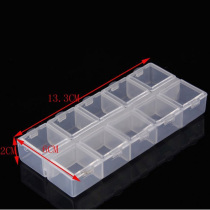 Large double row 10-compartment storage box transparent plastic box independent cover small medicine box drill box beaded box wholesale