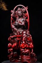 Small leafy purple sandalwood clear knife pure handmade collection from Guanyin root carved wooden sculpted living room Xuanguan swinging piece