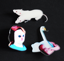 (Independent design) double-headed rat lady Meow strange force goose creative jewelry creative brooch