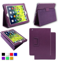 High quality iPad 2 3 4 lychee tattered ultra-thin classic difold bracket dormant wake-up protection leather cover