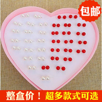 Korean boxed hypoallergenic plastic needle imitation pearl earrings round silver ball rhinestone mini temperament student girl