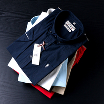 Foreign trade tail single mens linen shirt short sleeve thin slim embroidery European and American export original single cut cotton and linen shirt