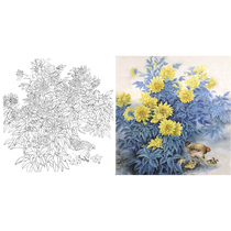 Gongbi painting white sketch background Hen beginner white paper print draft bucket square 66*66 with color map 373T