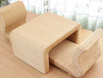 Tatami coffee table Bay window table Japanese Tatami floor Rattan creative European solid wood grass table