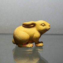 Boxwood carving zodiac rabbit Solid wood carving wood carving small ornaments Wooden animal crafts handmade