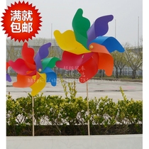 Pastoral wooden colorful windmill batch childrens toys outdoor decoration advertising Plastic striped windmill stall goods