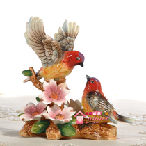 Jane Ou bi-winged red-headed tit bird Ceramic gifts Home jewelry ornaments Animal ornaments Wedding jewelry