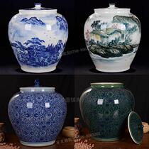 Rice cylinder rice barrel ceramic 10kg20 catty 50 catty with lid storage tank tea flour storage tank moisture cylinder water cylinder