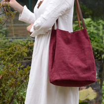 Original art Little fresh single shoulder bag Leisure bucket bag Jane about 100 Handbag Cotton Linen Juku Wind Sails Cloth Bag