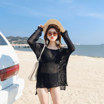 Hollowed-out Hood Swimsuit Fishing Net Fashion Cloak 100 Hitch Mesh Yarn Kan Shoulder Launched Beach Coat Superfairy Temperament Hollowed-out Net