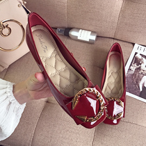 Counter single shoes women Spring 2021 New Joker shallow flat shoes women leather large size women shoes 41-43 ladyshoes