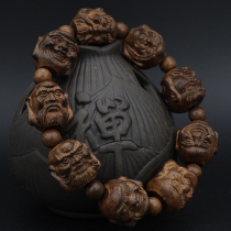 Achen wood bark ebony black sandalwood carving arhat hand bracelet sandalwood rosary jewelry 108 men and women