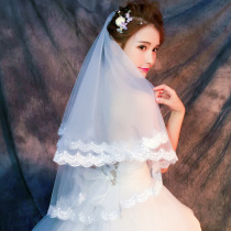 Bride veil headdress Super fairy Moren wedding dress short lace wedding long wedding white Net red photo