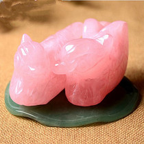 Original stone natural mandarin duck ornaments a pair of large and small pink crystal Bedroom Feng Shui marriage love wedding room bedside gift