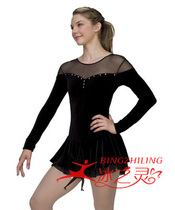 Ice Spirit figure skating suit figure skating protective gear adult children black stage costume customization