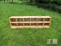 Kindergarten solid wood shoe cabinet wearing shoe rack school home shopping mall training early education Mengshi pine double layer shoe stool