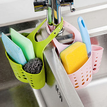 Adjustable snap-button faucet storage hanging basket kitchen sink rack sponge drain rack