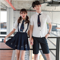 Korean school uniform set Campus style uniform Middle school student college style Korean version of the tide Summer class dress girls graduation skirt