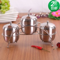 Stainless steel seasoning jar seasoning bottle seasoning jar sugar and salt jar seasoning box set gift-giving three flavored seasoning cans