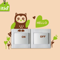 Itie love stickers owl switch stickers cute animal Series childrens room kindergarten switch stickers wall stickers