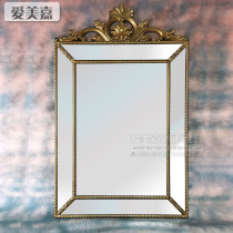 European neoclassical wood carved mirror hotel wall-mounted decoration porch mirror fireplace art hanging mirror square antique old old