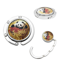 Student Round Panda Ceramic Desktop Hanging Bag Hook Hand Handbag Bag bag hanging Bauer metal folding hook