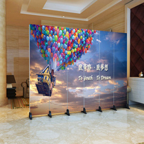  Fashion European-style screen folding office beauty salon partition mobile entrance background blue sky scenery living room