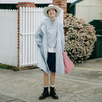 Q1 French retro loose removable two-piece chic long hooded windbreaker 1843