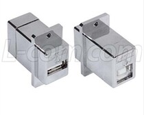 L-com fully shielded metal plated panel is mounted USB adapter A port TO B port ECF504-UABS