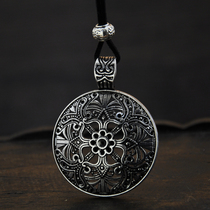 Hot sale retro pattern Art Miao Silver big brand leather rope long necklace sweater chain women wild autumn and winter