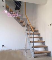 Stairs Steel Wood Stairs Luxury Stairs Double Beam Sawtooth Stair Steel Plate Solid Wood Ladder Stairs