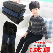 Children's cotton pants winter boys warm pants plus velvet padded inside wear velvet pants big children's fur pants three-layer cotton high elasticity