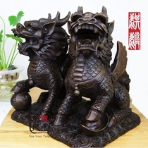 Pure copper unicorn ornaments a pair of large lucky Nafu Unicorn gifts Home Feng Shui town house home entrance ornaments