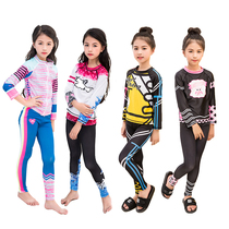 Childrens sunscreen Long sleeve split swimsuit Hooded snorkeling suit Girls beach surfing wetsuit Girls swimsuit