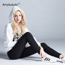 Cotton black leggings womens summer wear velvet tight high waist stretch slim fit fat MM large size sports pants