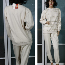 Foreign trade day single inner flocking womens thick warm sportswear set home clothing suit sweater pants