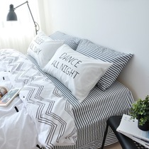 ins Nordic simple cotton pillowcase Pure cotton white English letter stripes high-value decoration with 2 pillowcases