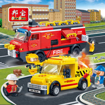 Bunbao Fire Station Return Force Rescue Car Plastic Assembly Spelling Boy Building Blocks Toy 6-7-10-12-Year-Old Gift