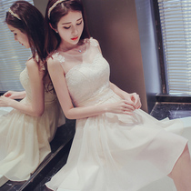 Bridesmaid dress fairy quality short 2021 new summer bridesmaid group dress sister dress champagne color graduation dress